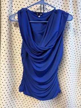 Love Draped Cowl Neck Sleeveless Top - Royal Blue